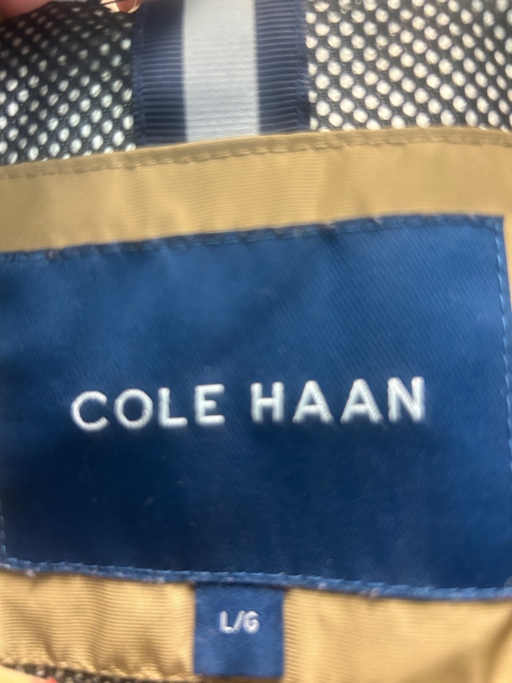Cole Haan Signature Men’s Khaki Hooded Rain Jacket Size L Lightweight EUC - Picture 4 of 12